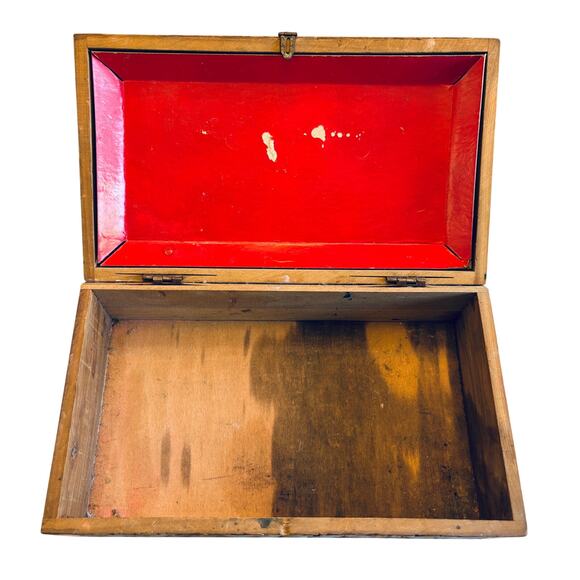 VTG Floral CARVED WOOD DOVE TAIL HINGED TRINKET JEWELRY BOX Pastoral Scene - Picture 3 of 10